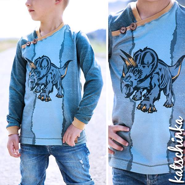 Bio Sommersweat DinoPower - Panel dusty blue